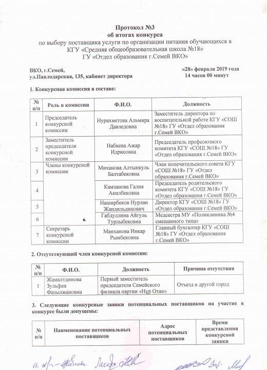 Протокол № 3 об итогах