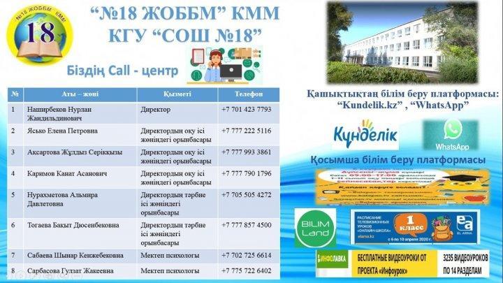 CALL-орталық. Қашықтықтан оқыту бойынша ақпараттық баннер.