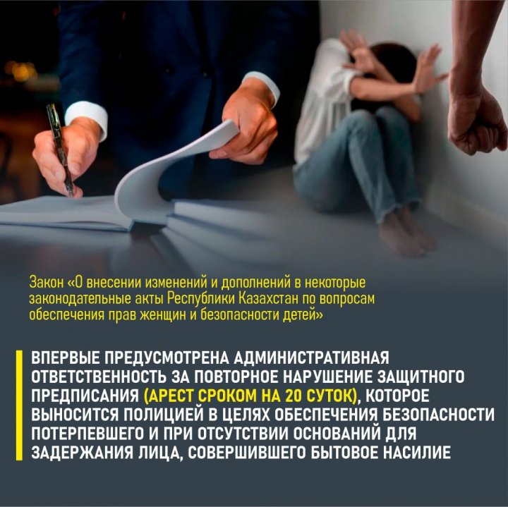 Закон о внесении изменений и дополнений в некоторые законодательные акты РК по вопросам обеспечения прав женщин и безопасности детей